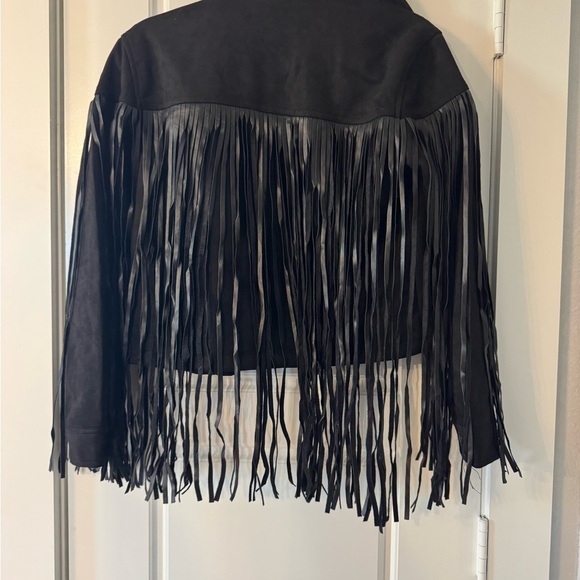 Juicy Couture Black Fringe Trucker Oversized Jacket- Size XS - Picture 3 of 11